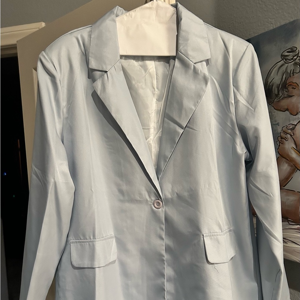 Light Blue Women's‎ Single-Button Blazer